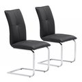 Homeroots 37 x 17 x 23.4 in. Black Faux Leather & Chrome Contempo Comfy Dining Chairs 394625